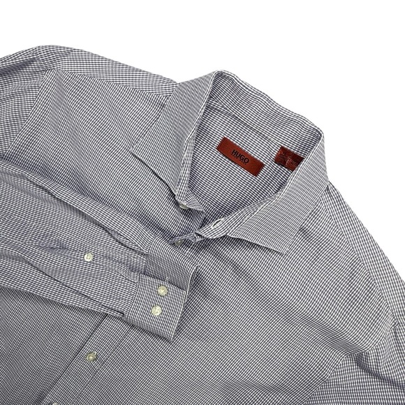 Hugo Boss Other - HUGO BOSS Mens 16‎ 41 Blue Check Long Sleeve Dress Shirt Modern Business Casual
